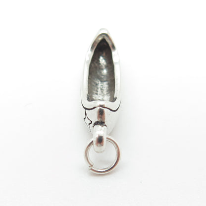 SUN WEST 925 Sterling Silver Vintage Canoe 3D Charm Pendant