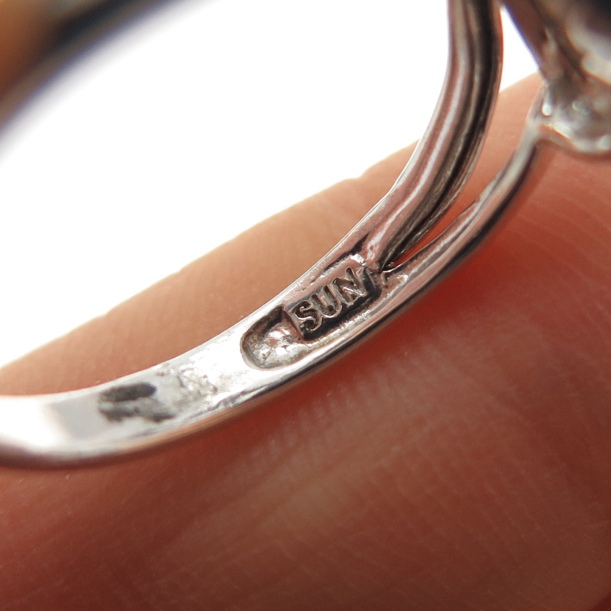 SUN 925 Sterling Silver 10K Gold Real Diamond Couple Heart Ring Size 7