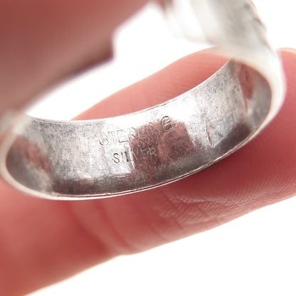925 Sterling Silver Vintage Japanese Scroll Adjustable Cuff Ring Size 8.75