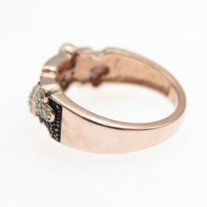 Samara Sterling Silver Gold Plated Real Blue & White Diamond Heart Ring Size 6