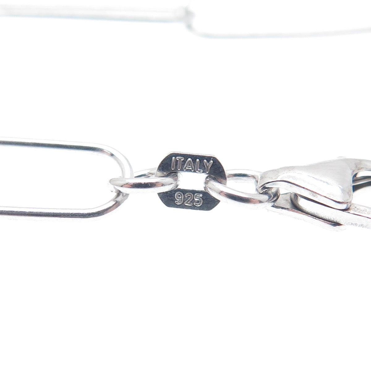 925 Sterling Silver Italy Paperclip Chain Necklace 24"