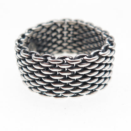Tiffany & Co. 925 Sterling Silver Vintage Somerset Mesh Ring Size 8