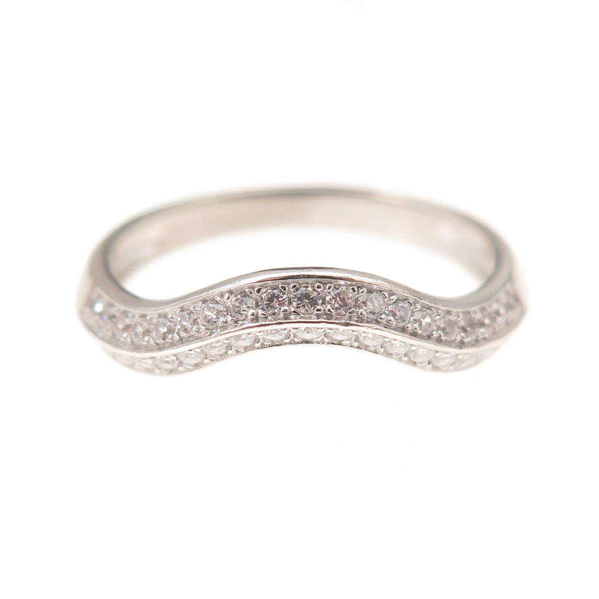 Jeulia 925 Sterling Silver Round-Cut C Z Wavy Ring Size 8