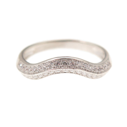 Jeulia 925 Sterling Silver Round-Cut C Z Wavy Ring Size 8