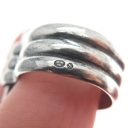 835 Silver Vintage Sweden Modernist Oxidized Ring Size 6.25