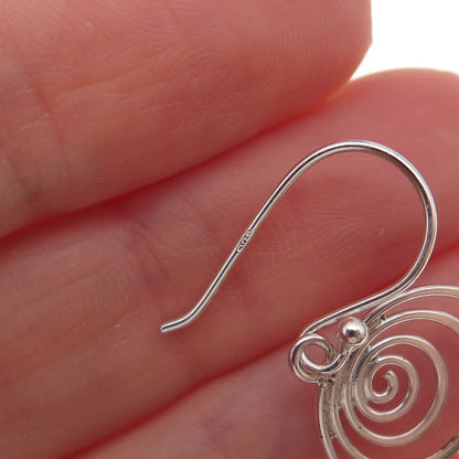 925 Sterling Silver Vintage Spiral Dangle Earrings