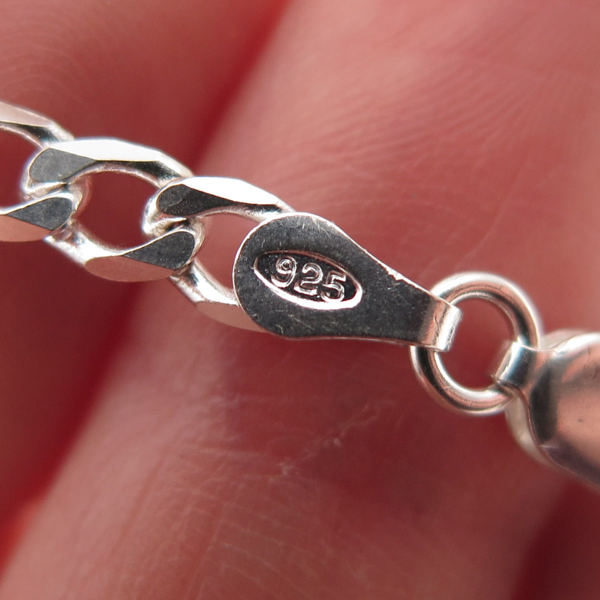 925 Sterling Silver Italy Figaro Link Bracelet 7"