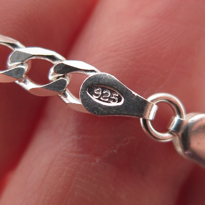 925 Sterling Silver Italy Figaro Link Bracelet 7"