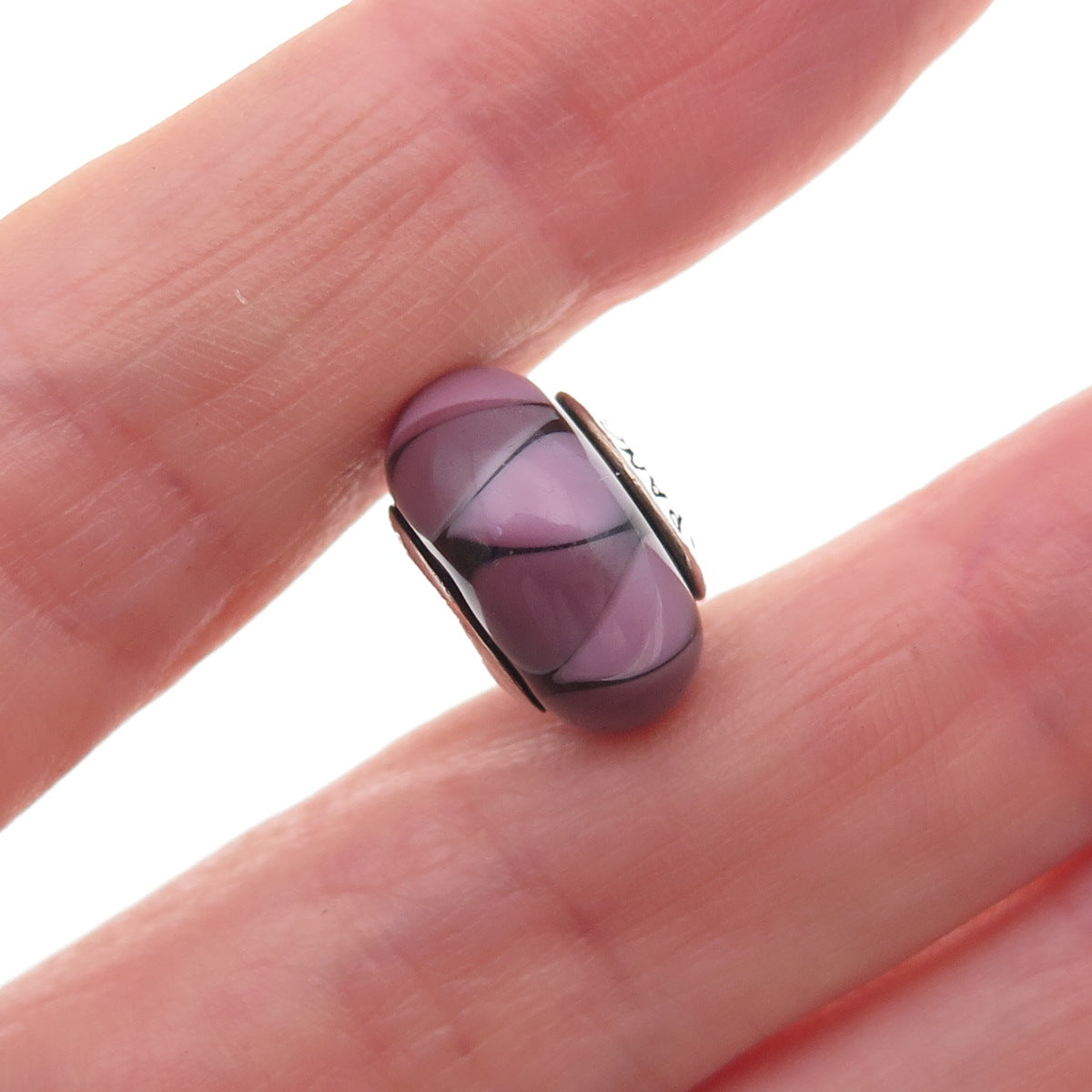 Pandora 925 Sterling Silver Murano Glass Slide Bead Charm