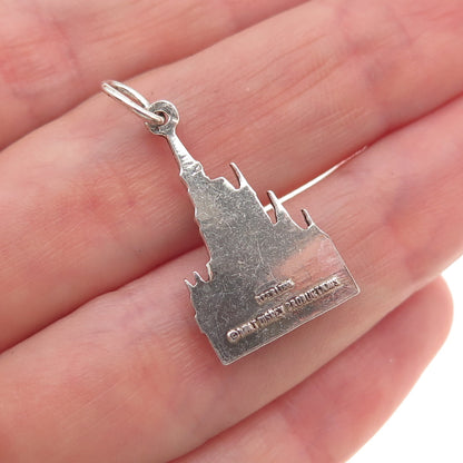 Disney 925 Sterling Silver Vintage Cinderella Castle Oxidized Charm Pendant