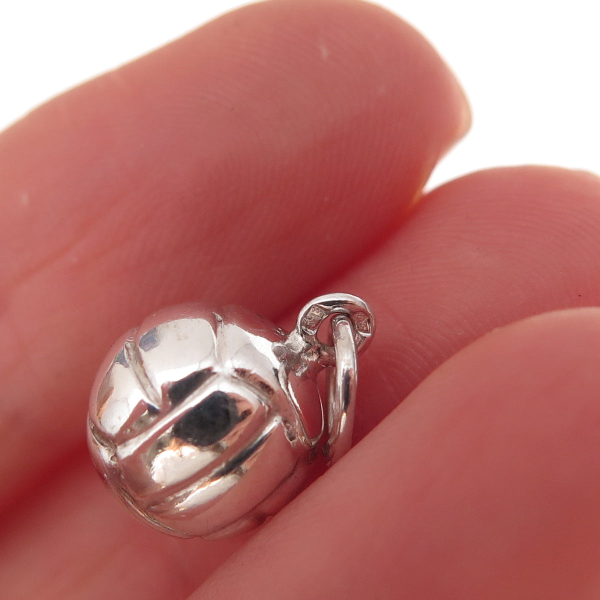 835 Silver Vintage Portugal Volleyball Ball 3D Charm Pendant