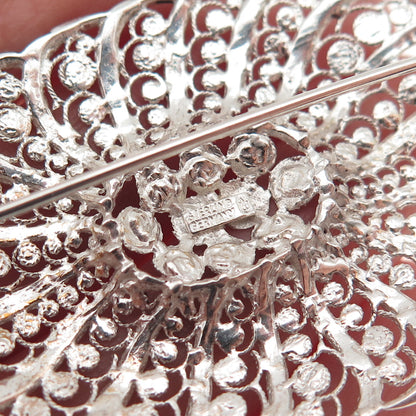 925 Sterling Silver Vintage Germany Filigree Floral Pin Brooch