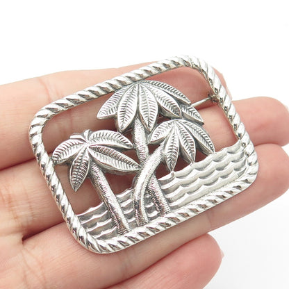 925 Sterling Silver Vintage Palm Tree Pin Brooch