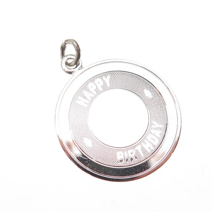 WELLS 925 Sterling Silver Vintage Happy Birthday Charm Pendant
