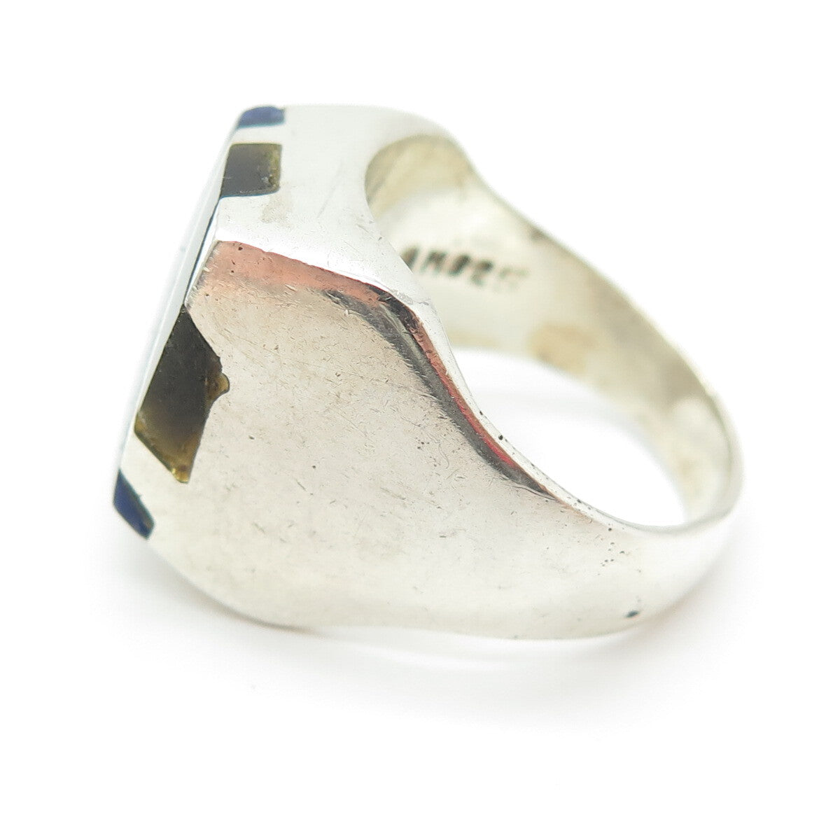 925 Sterling Silver Vintage Real Sodalite & Jasper Ring Size 10.25