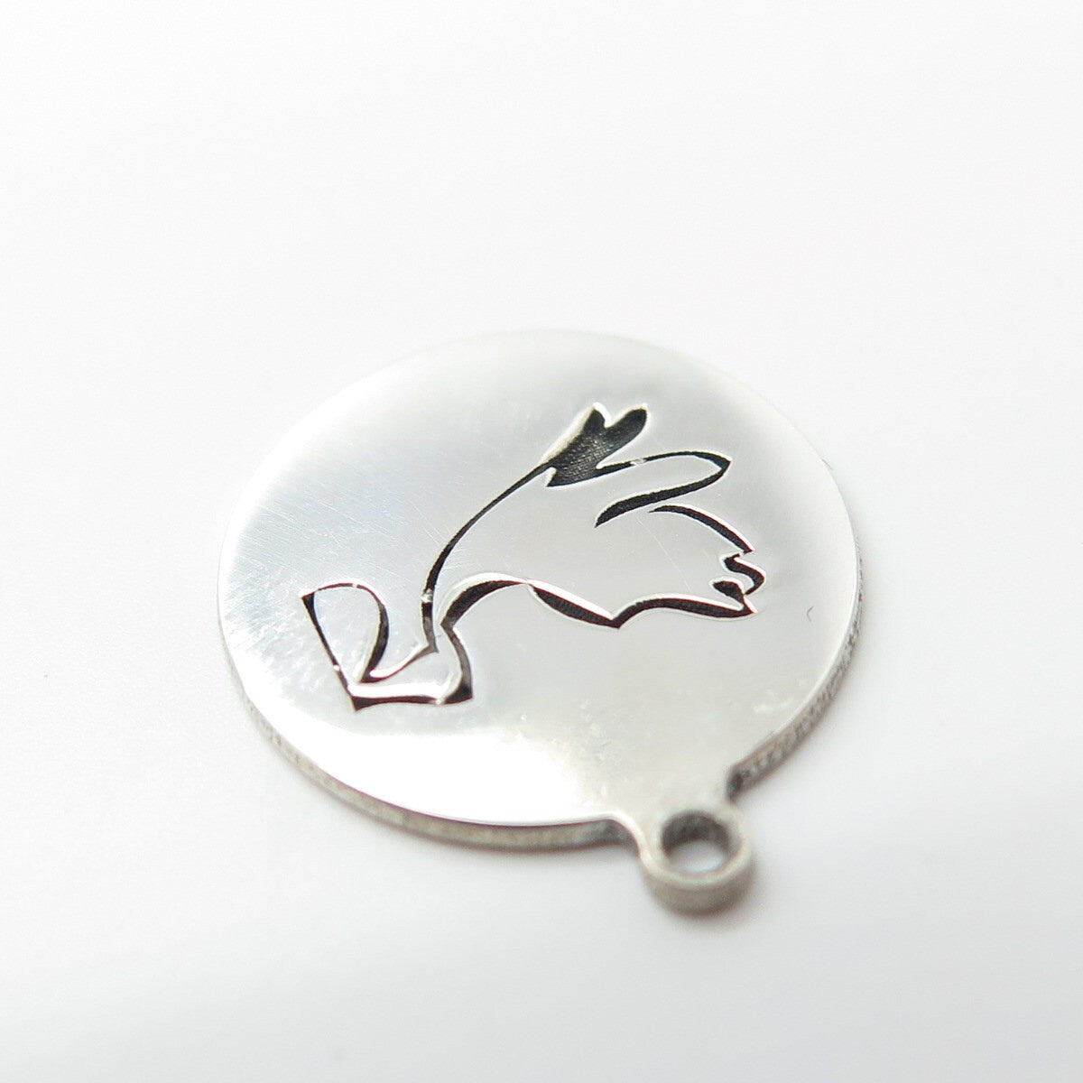 925 Sterling Silver USA Two In Town Stork Charm Pendant