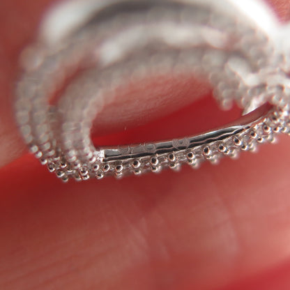 925 Sterling Silver Round-Cut C Z Double Heart Minimalist Charm Slide Pendant