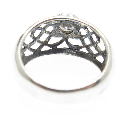 925 Sterling Silver Vintage Round-Cut C Z Woven Ring Size 8.25