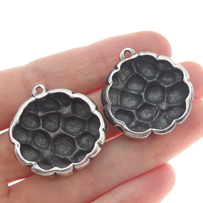 925 Sterling Silver Vintage Floral Oxidized Jacket Earrings