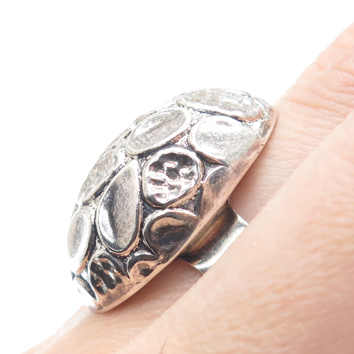 NINOS CHAMMO 925 Sterling Silver Vintage Mexico Modernist Petal Dome Ring Size 8