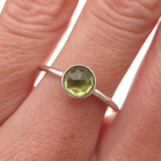 Pandora 925 Sterling Silver Real Peridot August Birthday Blooms Ring Size 6.75