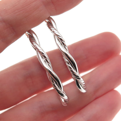 925 Sterling Silver Twisted Hoop Earrings