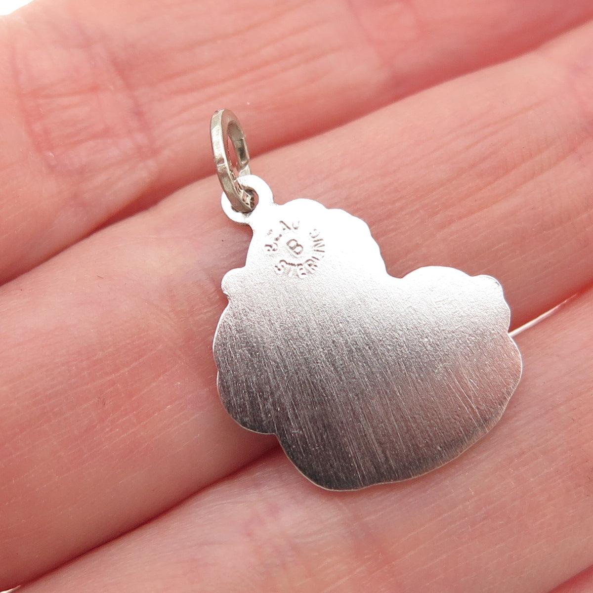 BEAU 925 Sterling Silver Vintage Enamel Santa Claus Mini Charm Pendant