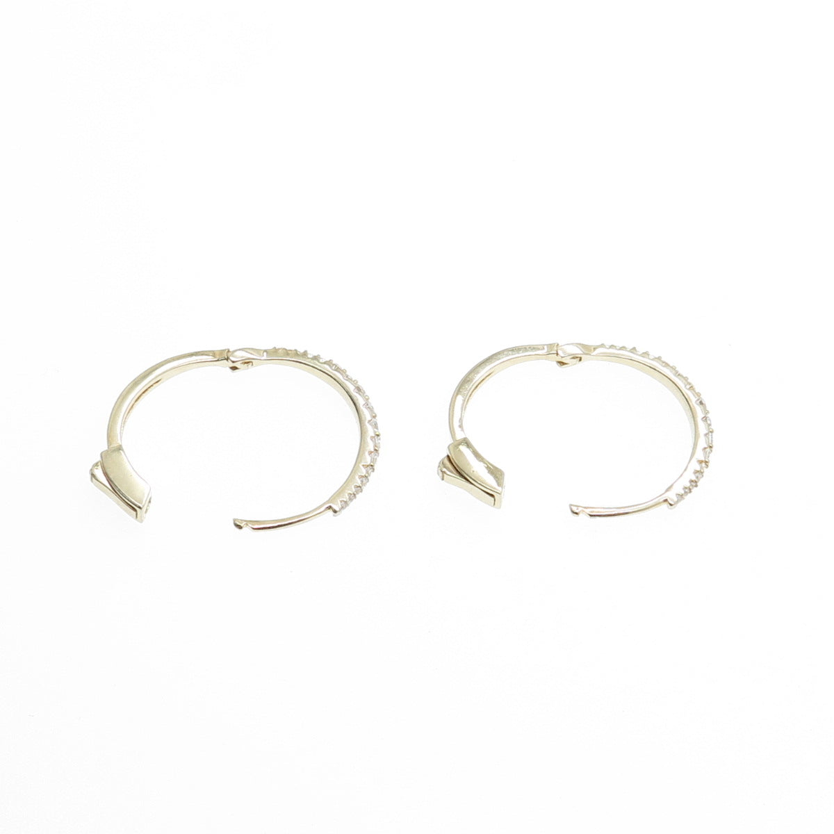 925 Sterling Silver Gold Plated Round-Cut Graduated C Z Hoop Earrings