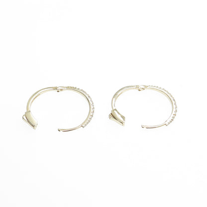 925 Sterling Silver Gold Plated Round-Cut Graduated C Z Hoop Earrings