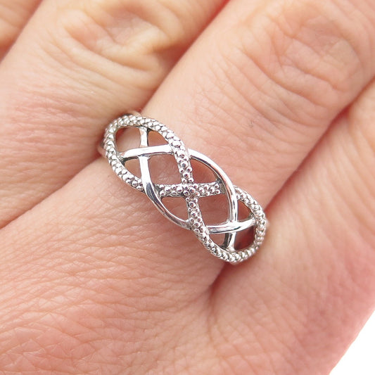 RJ GRAZIANO 925 Sterling Silver Vintage Infinity Woven Ring Size 8