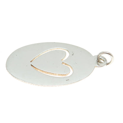 925 Sterling Silver Vintage Heart Oval Tag Charm Pendant