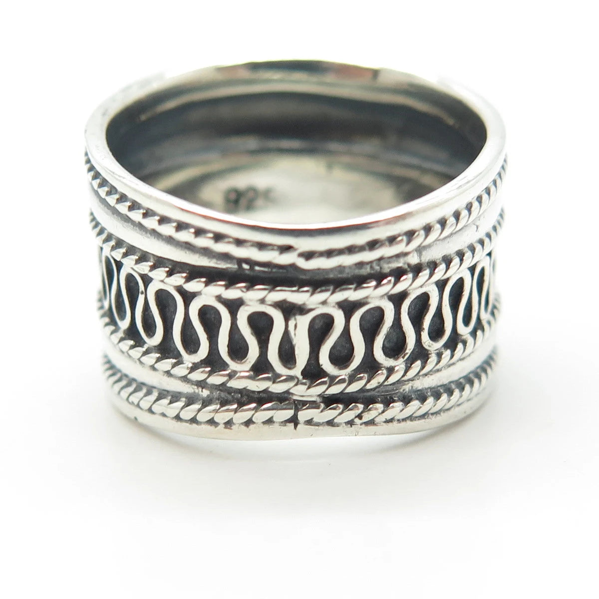925 Sterling Silver Vintage Eternal Curve Wide Ring Size 7.75