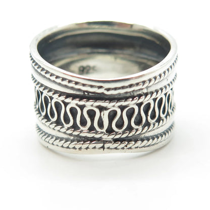 925 Sterling Silver Vintage Eternal Curve Wide Ring Size 7.75