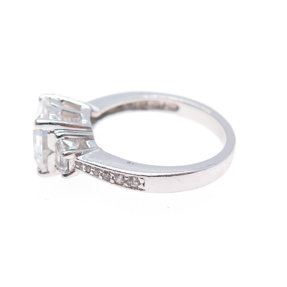 925 Sterling Silver Multi-Cut C Z Engagement Ring Size 7