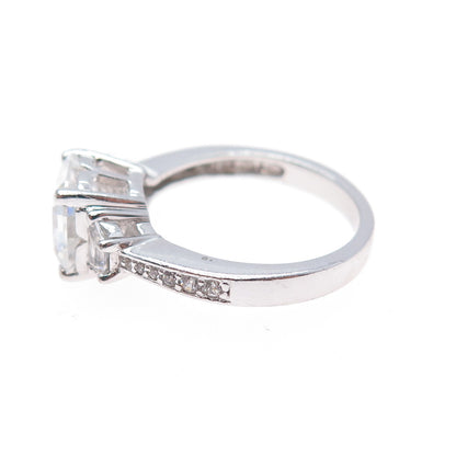 925 Sterling Silver Multi-Cut C Z Engagement Ring Size 7