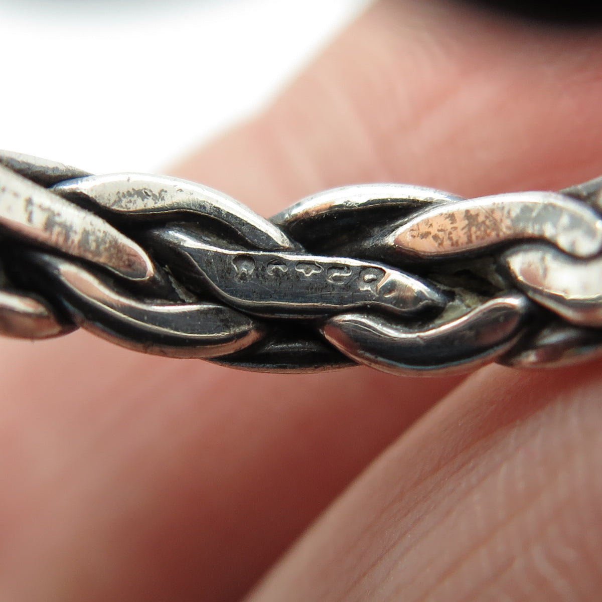 925 Sterling Silver Vintage Braided Oxidized Band Ring Size 7.25