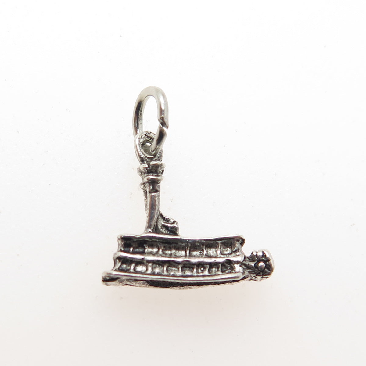 925 Sterling Silver Vintage Paddle Boat Oxidized Minimalist Charm Pendant