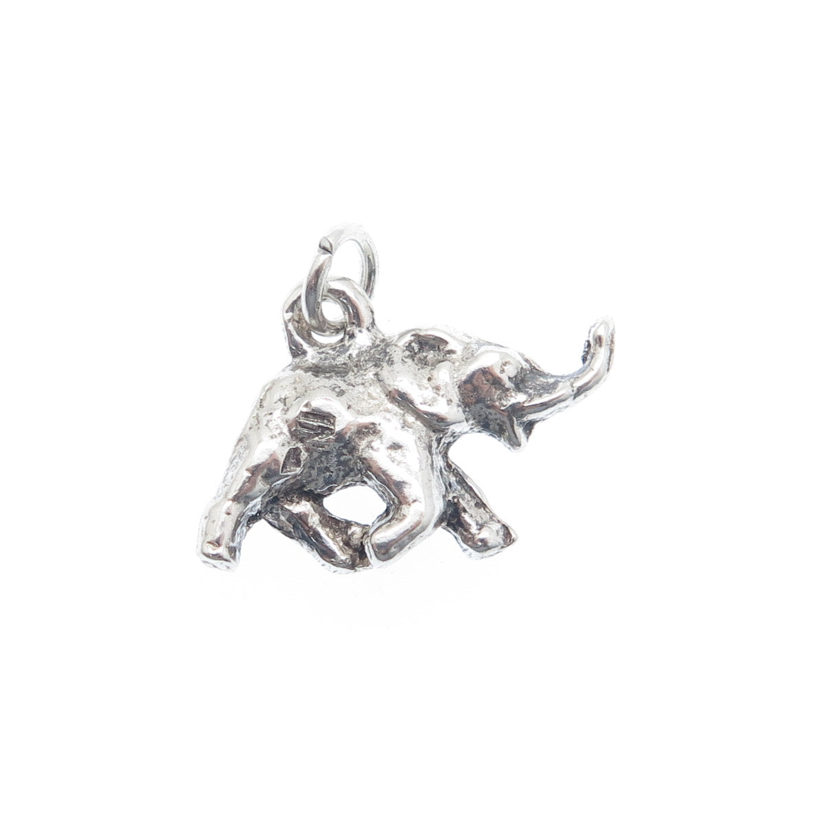 925 Sterling Silver Vintage Running Elephant Oxidized Minimalist 3D Pendant