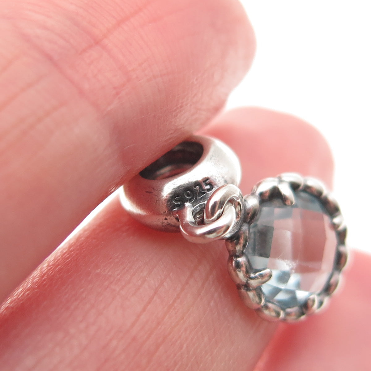 PANDORA 925 Sterling Silver Real Blue Topaz Cool Breeze Dangle Charm