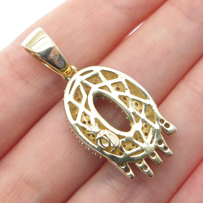 925 Sterling Silver Gold Plated Round-Cut Shaped C Z Letter O Sparkle Pendant
