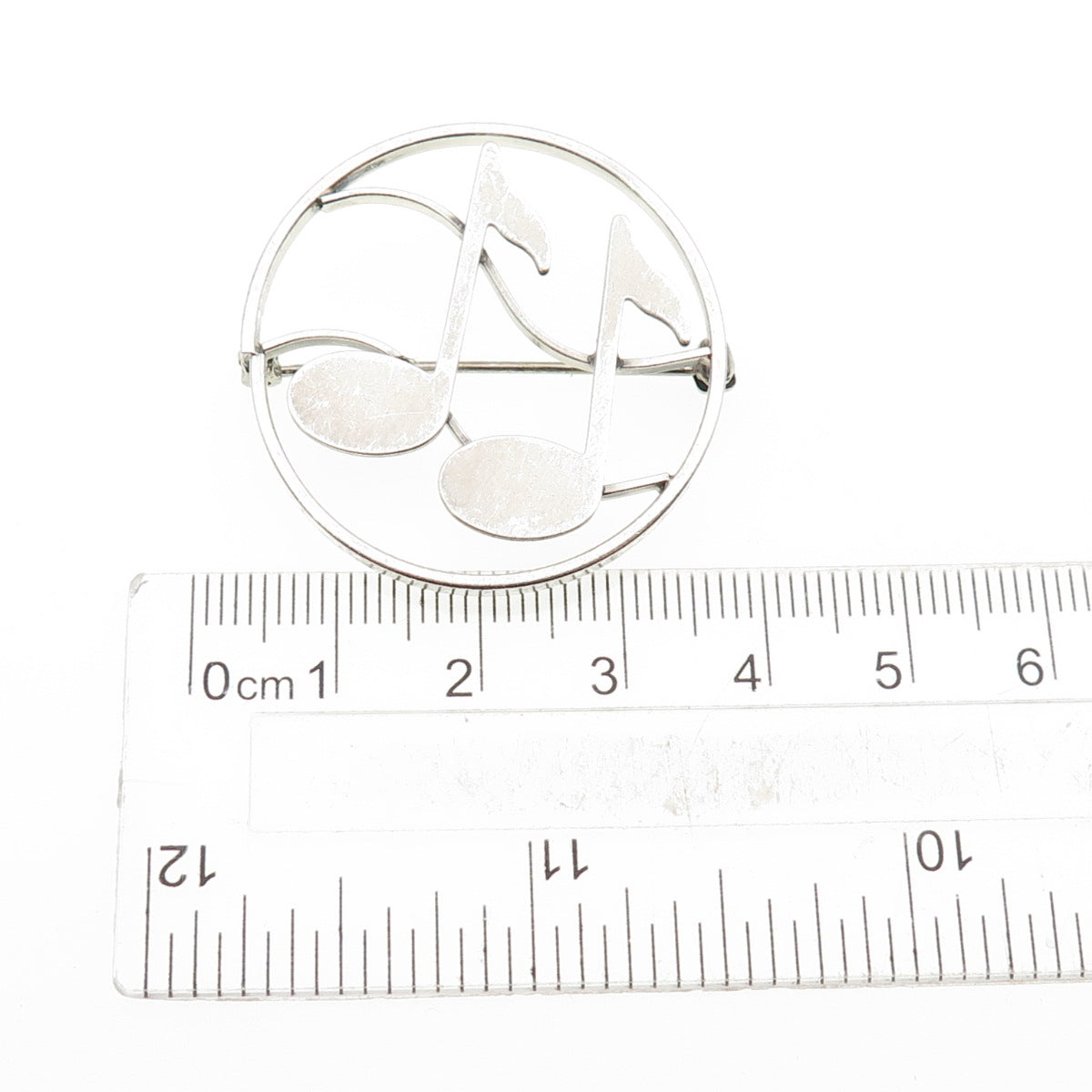 BEAU 925 Sterling Silver Vintage Music Notes Oxidized Pin Brooch
