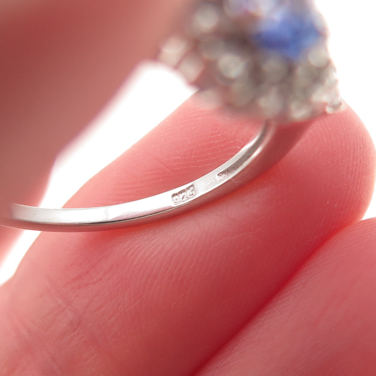 Chuck Clemency 925 Sterling Silver Real Tanzanite & White Topaz Ring Size 8