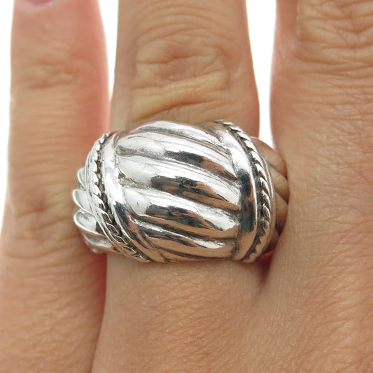 925 Sterling Silver Vintage Ribbed Domed Ring Size 6.5