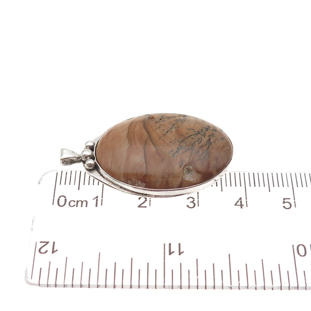 925 Sterling Silver Vintage Real Picture Jasper Charm Pendant