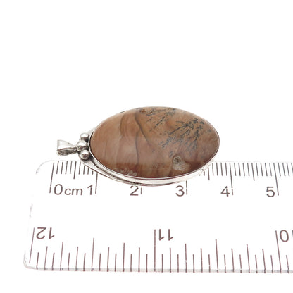 925 Sterling Silver Vintage Real Picture Jasper Charm Pendant