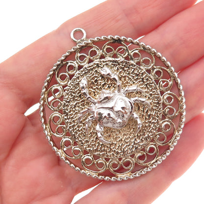Rembrandt 925 Sterling Silver 2-Tone Vintage Cancer Zodiac Sign Pendant