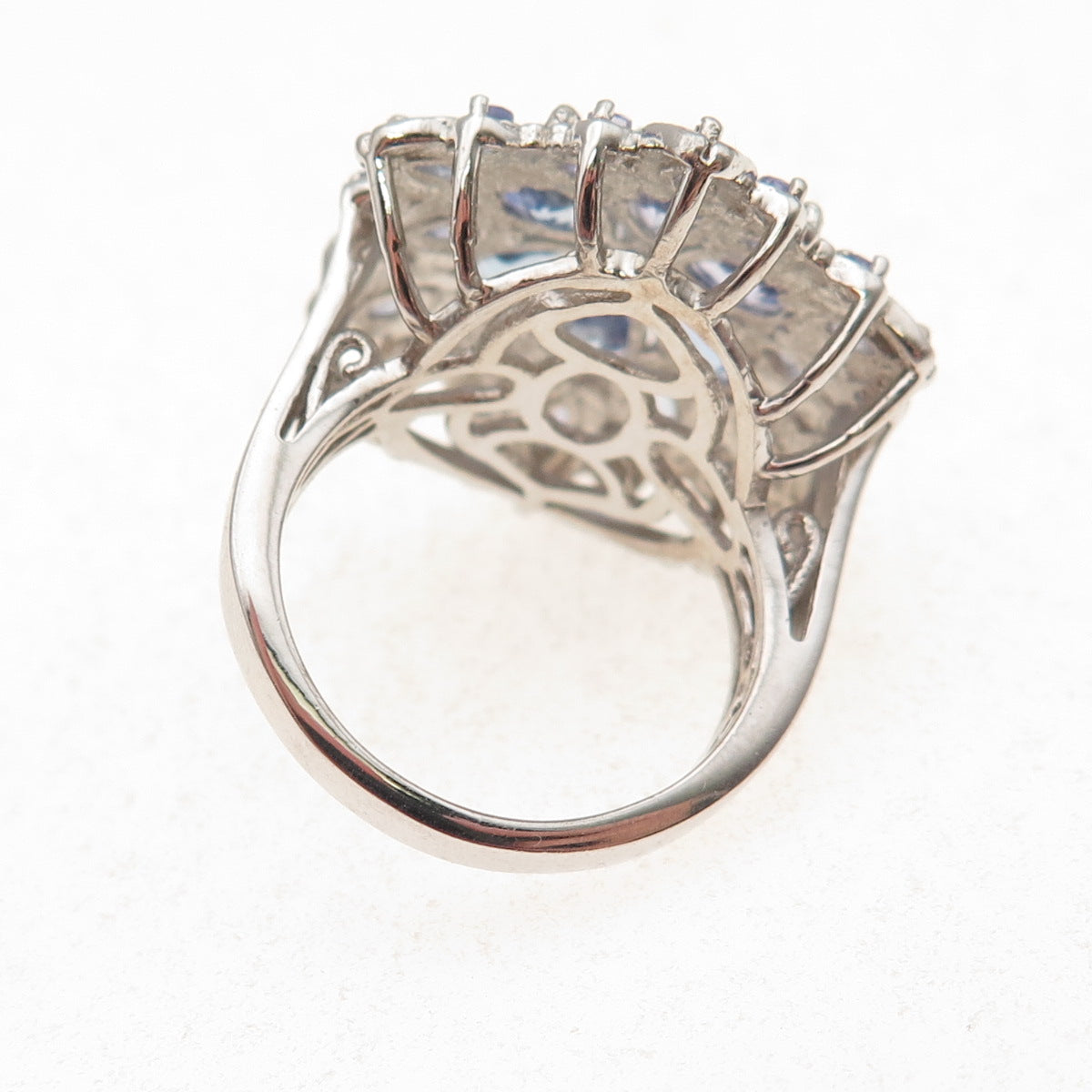 Chuck Clemency 925 Sterling Silver Real Tanzanite Floral Ring Size 6.25