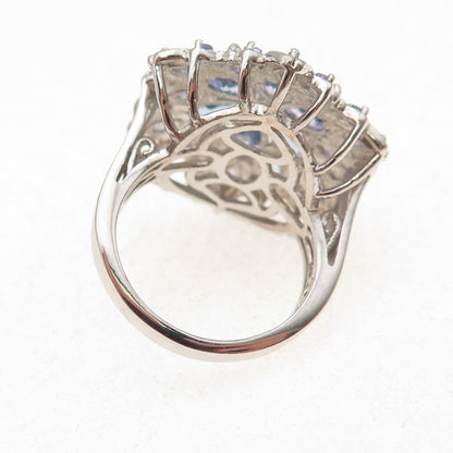 Chuck Clemency 925 Sterling Silver Real Tanzanite Floral Ring Size 6.25