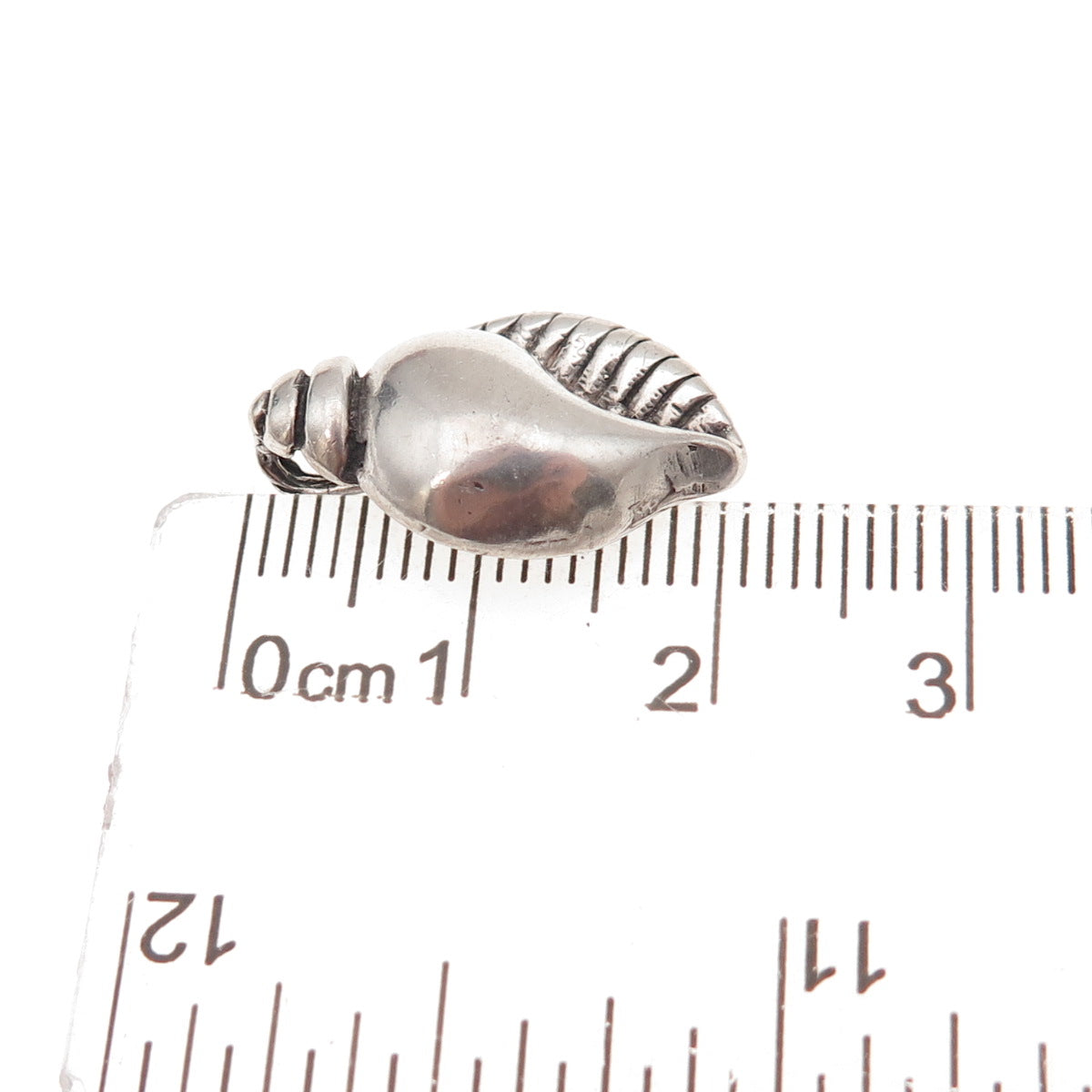 925 Sterling Silver Vintage Seashell Oxidized 3D Slide Charm Pendant