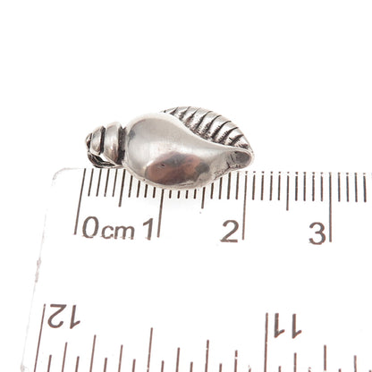 925 Sterling Silver Vintage Seashell Oxidized 3D Slide Charm Pendant